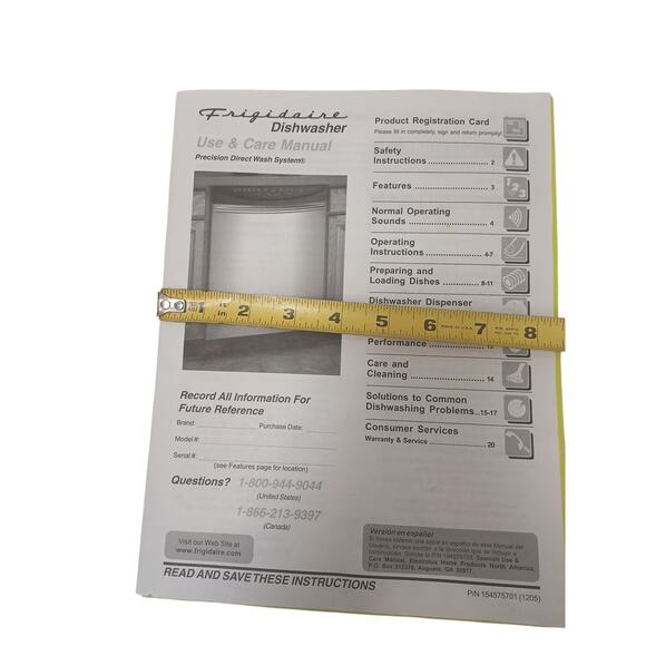 Frigidaire Dishwasher User Manual Use & Care Generic All Models Resellers Owners - Picture 12 of 13